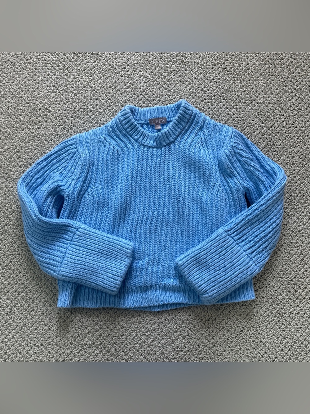 J Crew cropped chunky 100% cotton blue sweater